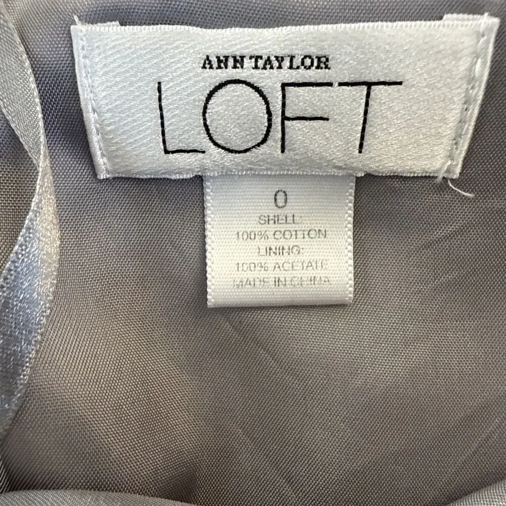 Ann Taylor Loft Womens Gray White Strapless Fit & Flare Dress Size 0
